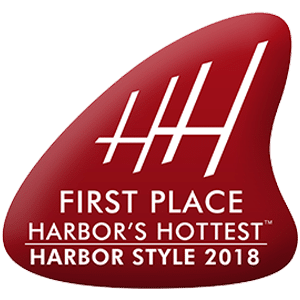 The badge for Harbor's Hottest first place 2018 awarded to Groves Veterinary Clinic, an animal hospital in Port Charlotte.